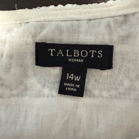 Talbots Women’s Plus Fringe Lace Sleeveless Top Blouse White Side Zip Size 14W - Picture 7 of 9